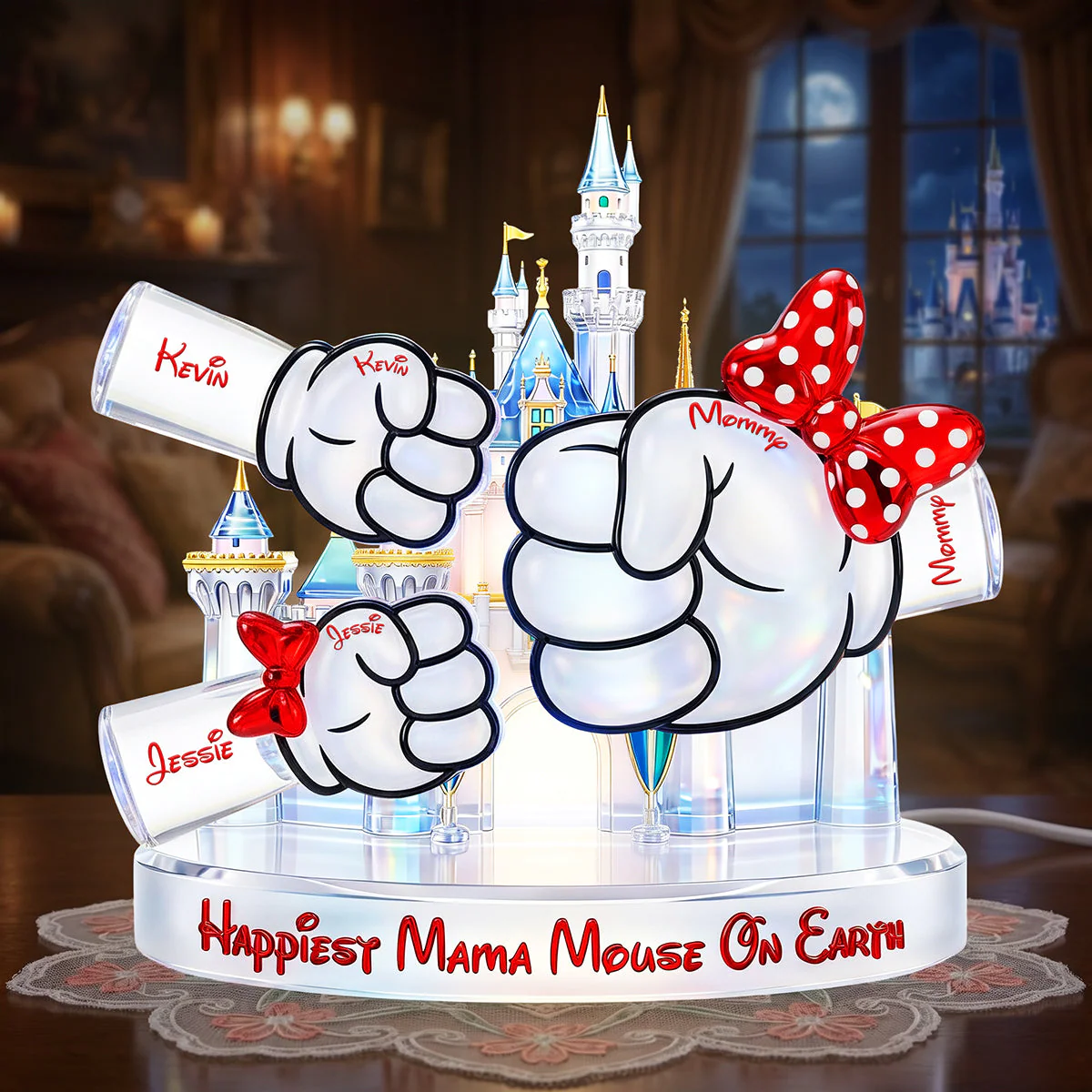 MkMo Happiest Lighting Mama On Earth - Personalized Custom Shaped Acrylic Light Box - Gift For Mom, Movie Fans