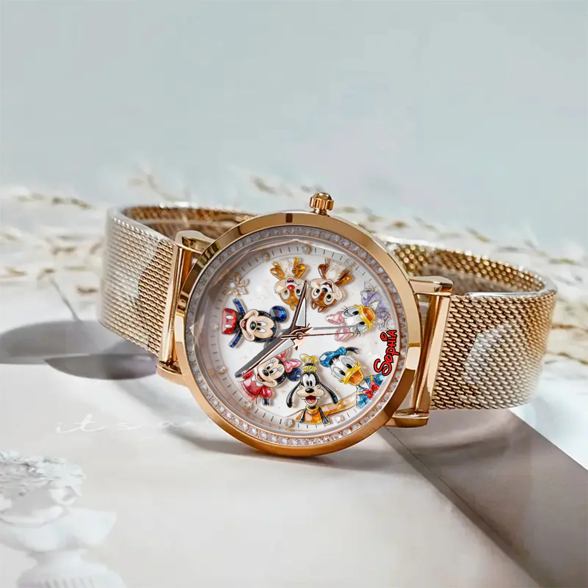 MkMo Magic Mouse And Friends - Personalized Woman Hand Watch - Gift For Her, Movies Fan HH01 - Image 3