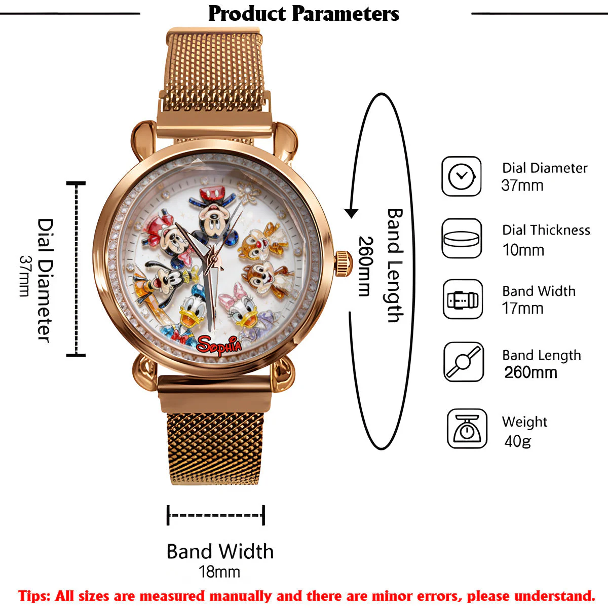MkMo Magic Mouse And Friends - Personalized Woman Hand Watch - Gift For Her, Movies Fan HH01 - Image 6