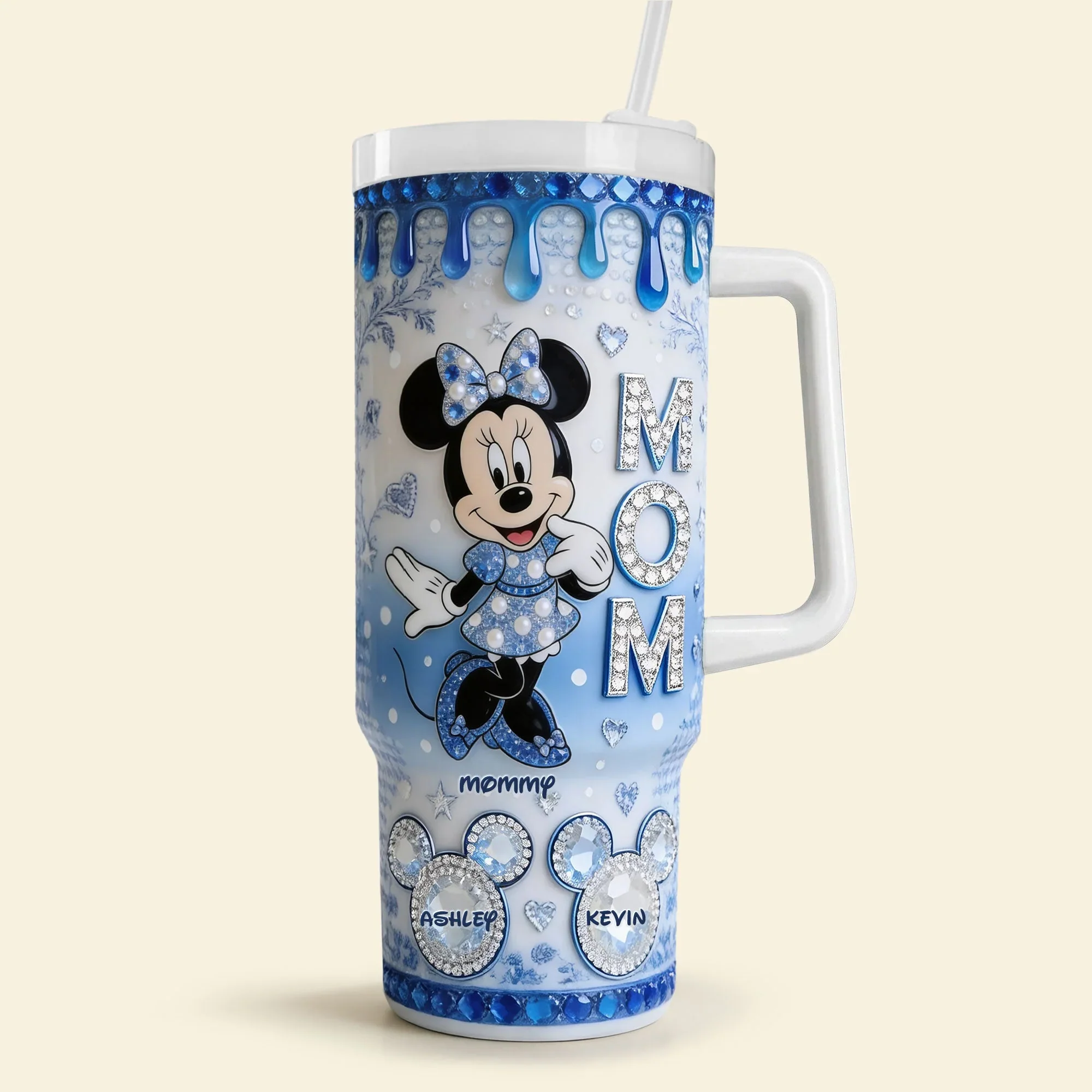 MkMo Magic Mouse Best Mom Ever - Personalized Tumbler With Handle - Gift For Mother's Day NL122 - Image 2