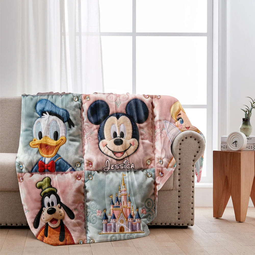 MkMo Magic Mouse Castle With Friends - Personalized Blanket - Gift For Movie Fans, Daughters, Family NL122 - Image 2