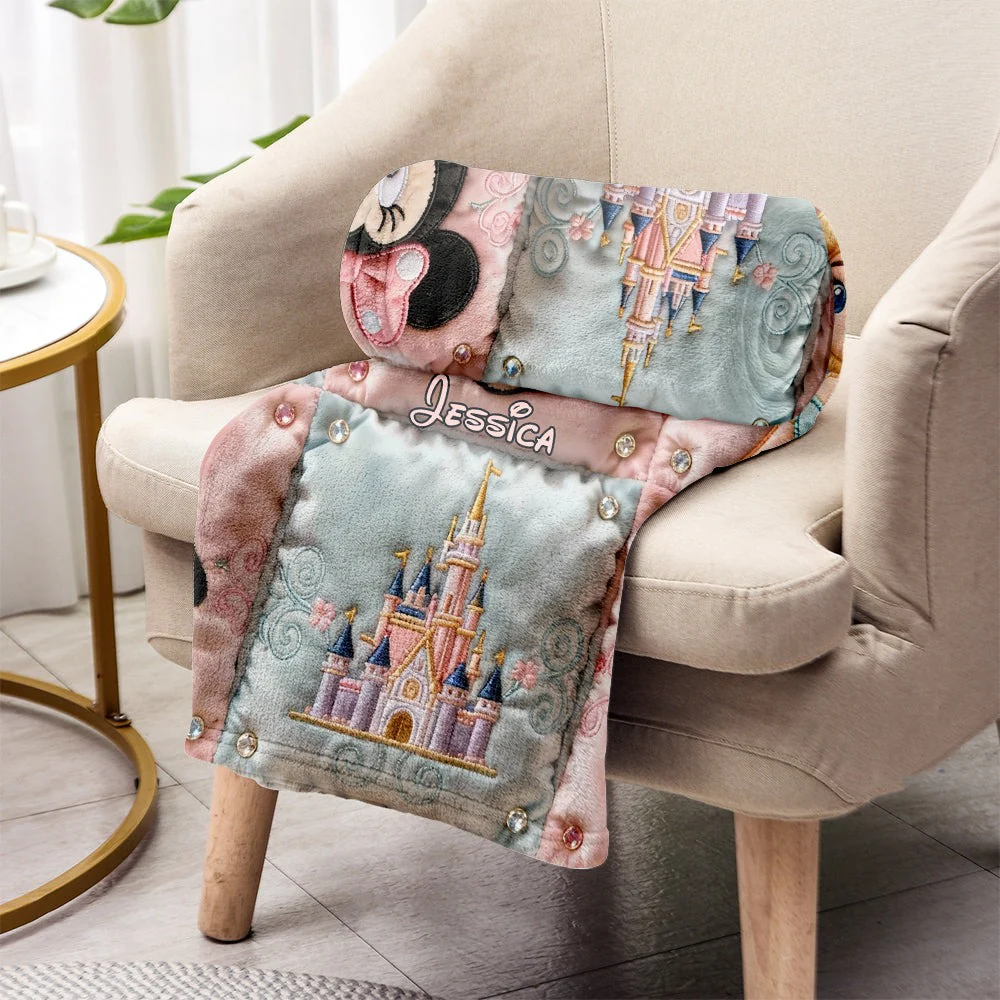MkMo Magic Mouse Castle With Friends - Personalized Blanket - Gift For Movie Fans, Daughters, Family NL122 - Image 3