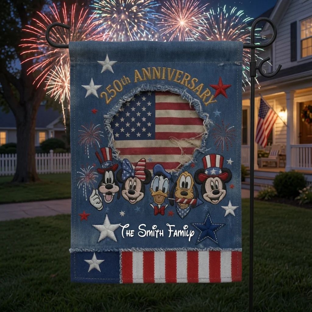 MkMo Magic Mouse Celebrate 250 Years Of America Freedom - Personalized Garden Flag - Gift For Patriots - Image 3