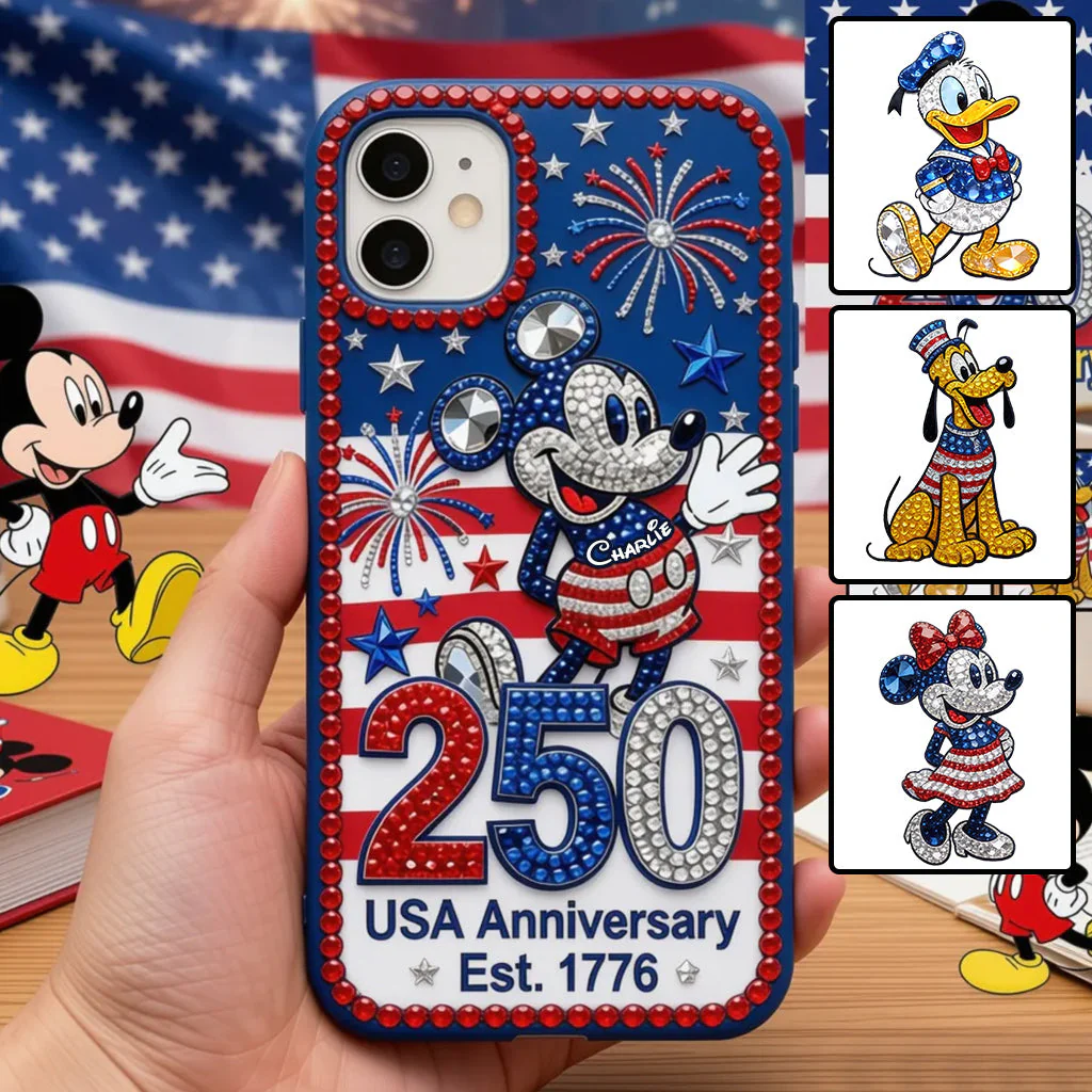 MkMo Magic Mouse Celebrate 250 Years Of America Freedom - Personalized Phone Case - Gift For Patriots, Movie Fans