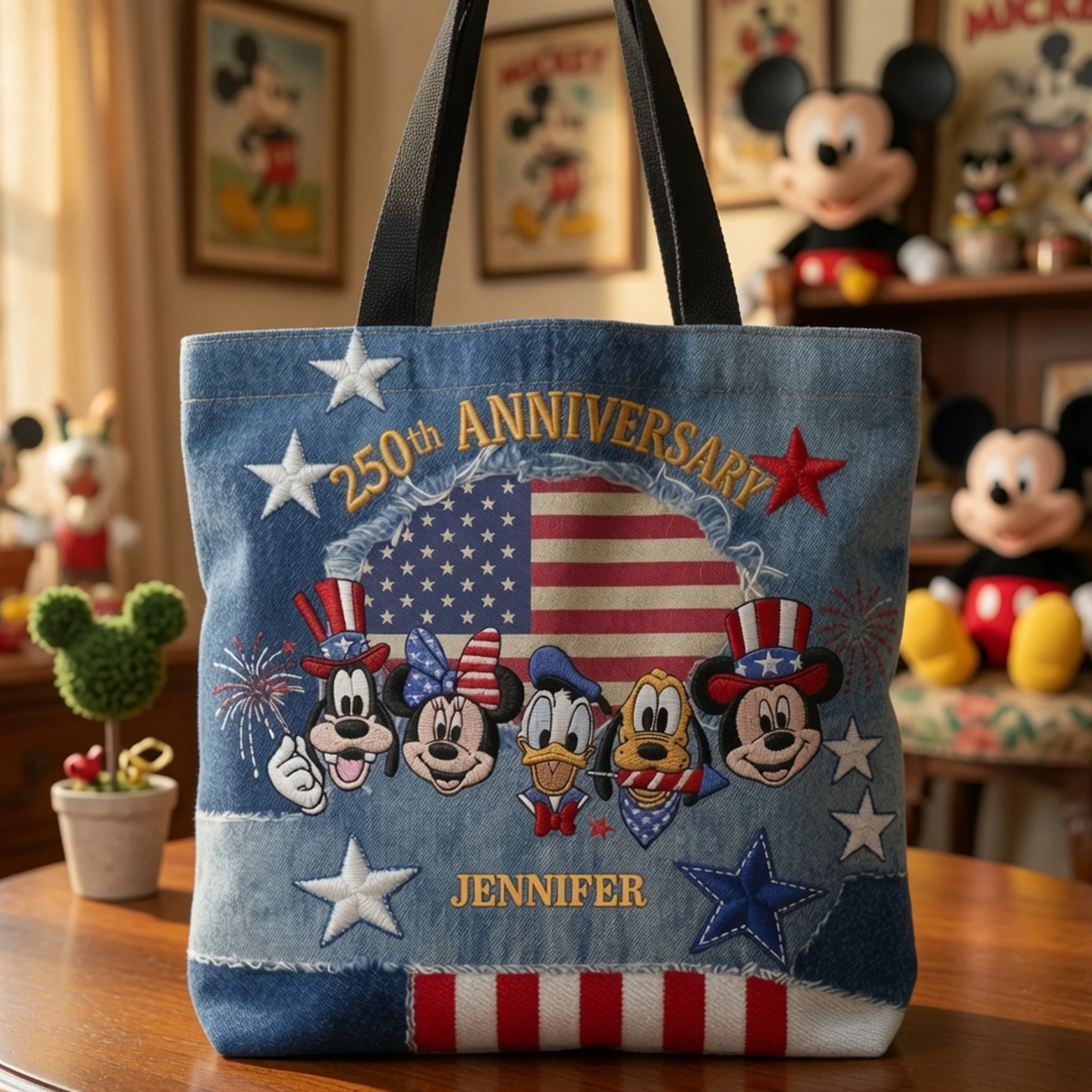 MkMo Magic Mouse Celebrate 250 Years Of America Freedom - Personalized Tote Bag - Gift For Patriots