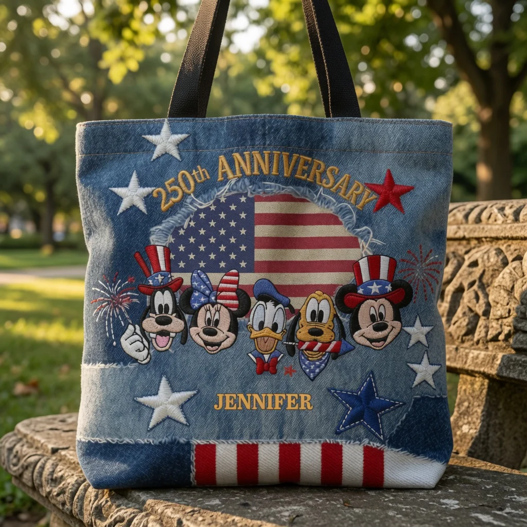 MkMo Magic Mouse Celebrate 250 Years Of America Freedom - Personalized Tote Bag - Gift For Patriots - Image 3