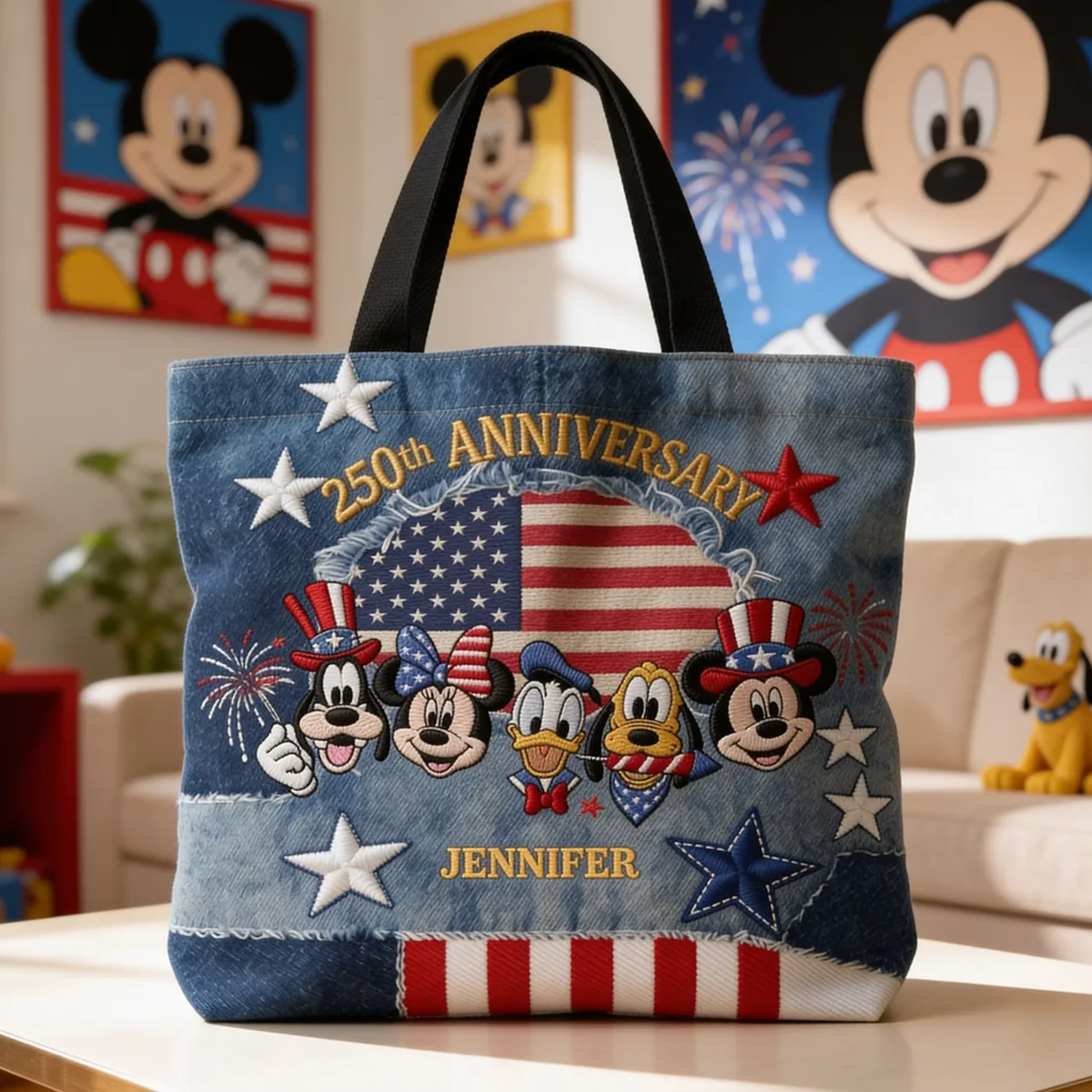 MkMo Magic Mouse Celebrate 250 Years Of America Freedom - Personalized Tote Bag - Gift For Patriots - Image 4