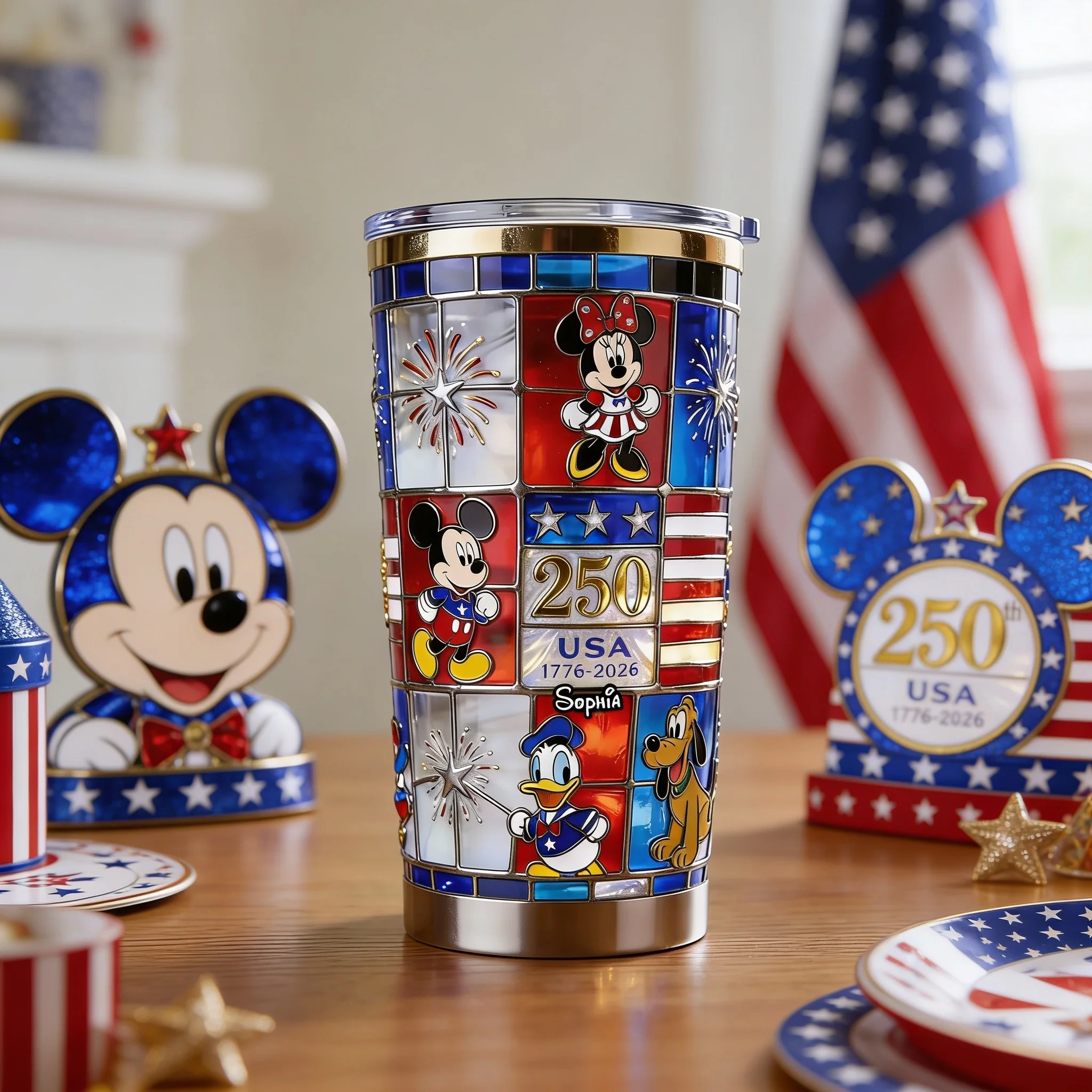 MkMo Magic Mouse Celebrate 250 Years Of America Freedom - Personalized Tumbler - Gift For Movie Fans, Patriots NL122