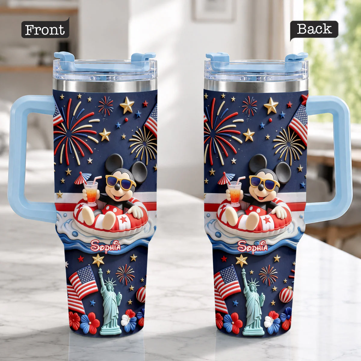 MkMo Magic Mouse Celebrate 250 Years Of America Freedom - Personalized Tumbler With Handle - Gift For Patriots - Image 3
