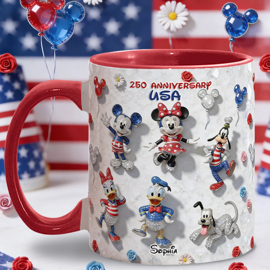 MkMo Magic Mouse Celebrate 250 Years Of America - Personalized Accent Mug - Gift For Movie Fans, Patriots