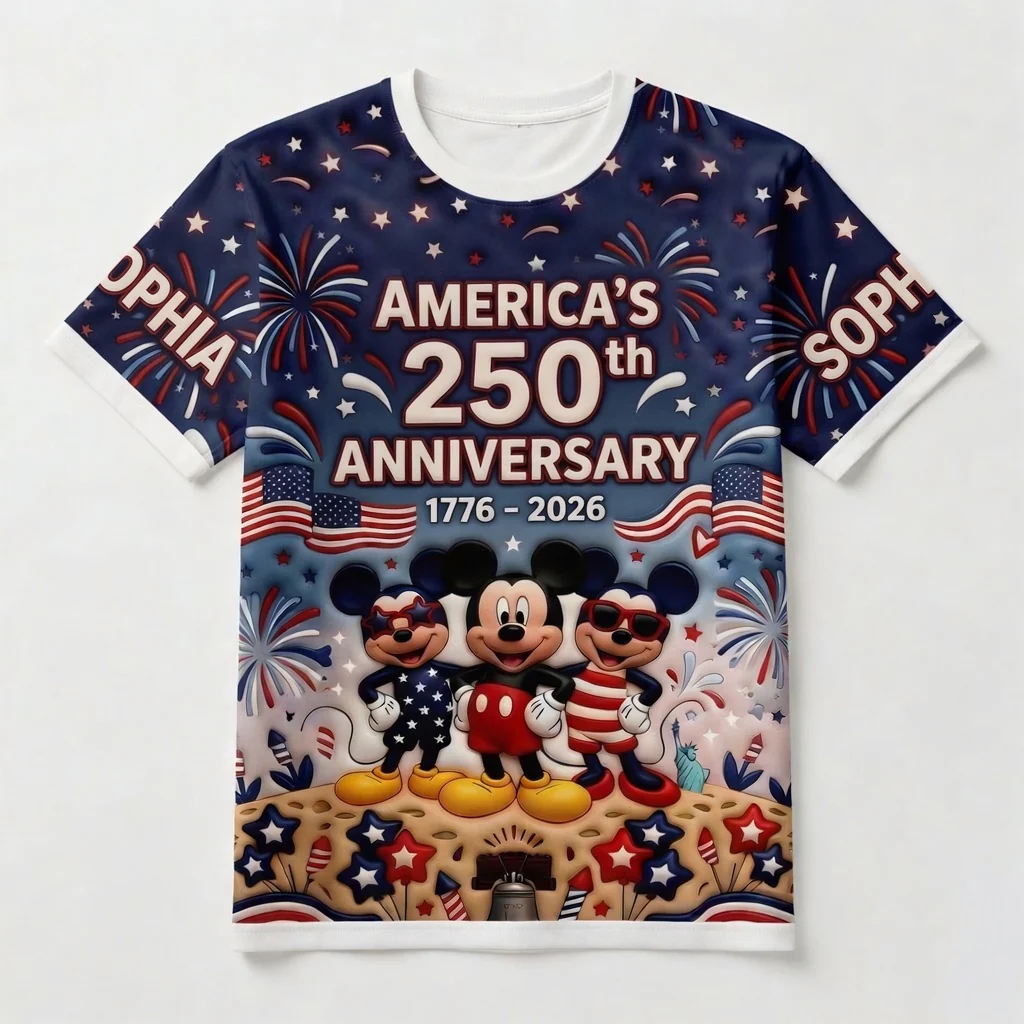 MkMo Magic Mouse Celebrate 250 Years Of America - Personalized All Over Shirt - Gift For Movie Fans, Patriots HH01