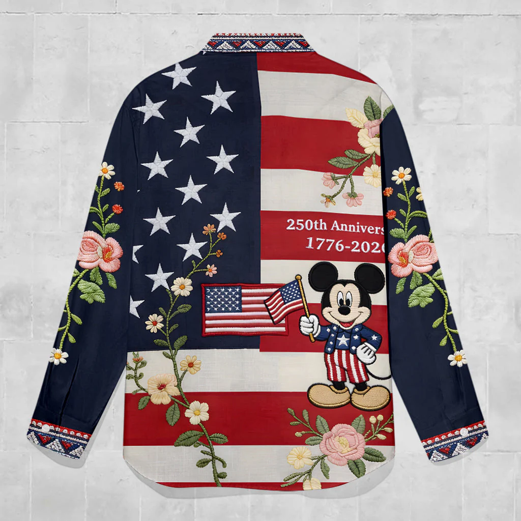 MkMo Magic Mouse Celebrate 250 Years Of America - Personalized Button-Up Shirt - Gift For Her, Patriots NL122 - Image 7