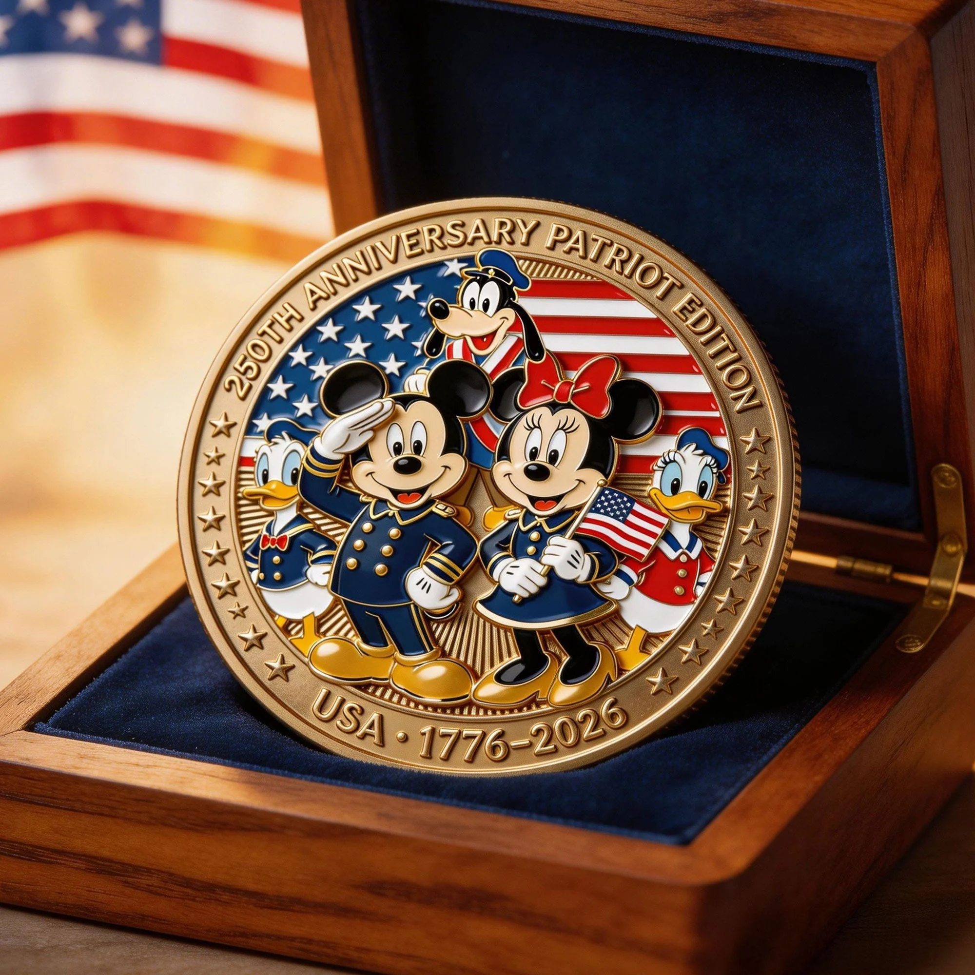 MkMo Magic Mouse Celebrate 250 Years Of Freedom - Personalized Metal Coin - Anniversary Gift For Patriots, Movie Fans NL122