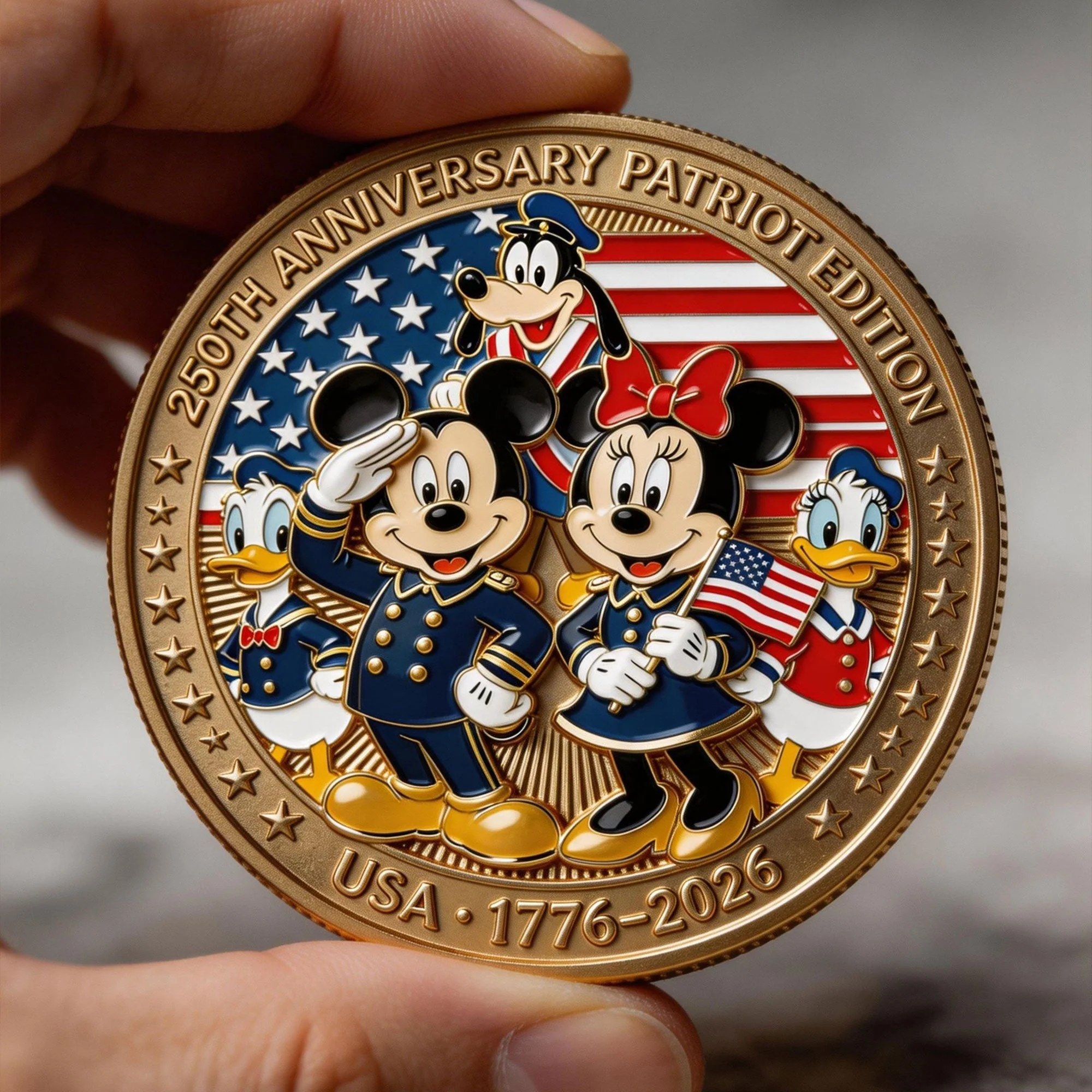 MkMo Magic Mouse Celebrate 250 Years Of Freedom - Personalized Metal Coin - Anniversary Gift For Patriots, Movie Fans NL122 - Image 2