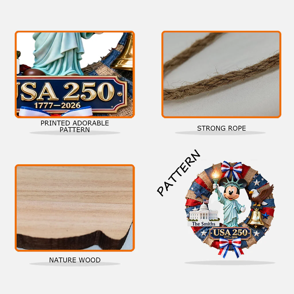MkMo Magic Mouse Celebrate 250th Anniversary - Personalized Custom Shaped Wood Sign - Gift For Patriots - Image 4