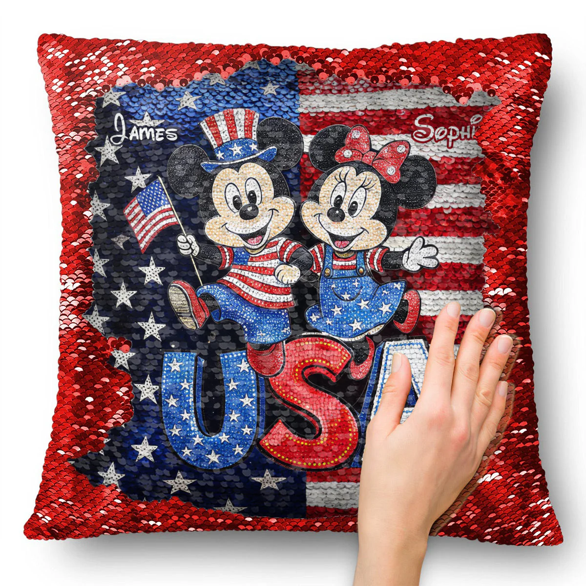 MkMo Magic Mouse Celebrate USA 250 Years Anniversary - Personalized Pillow - Gift For Patriots - Image 3