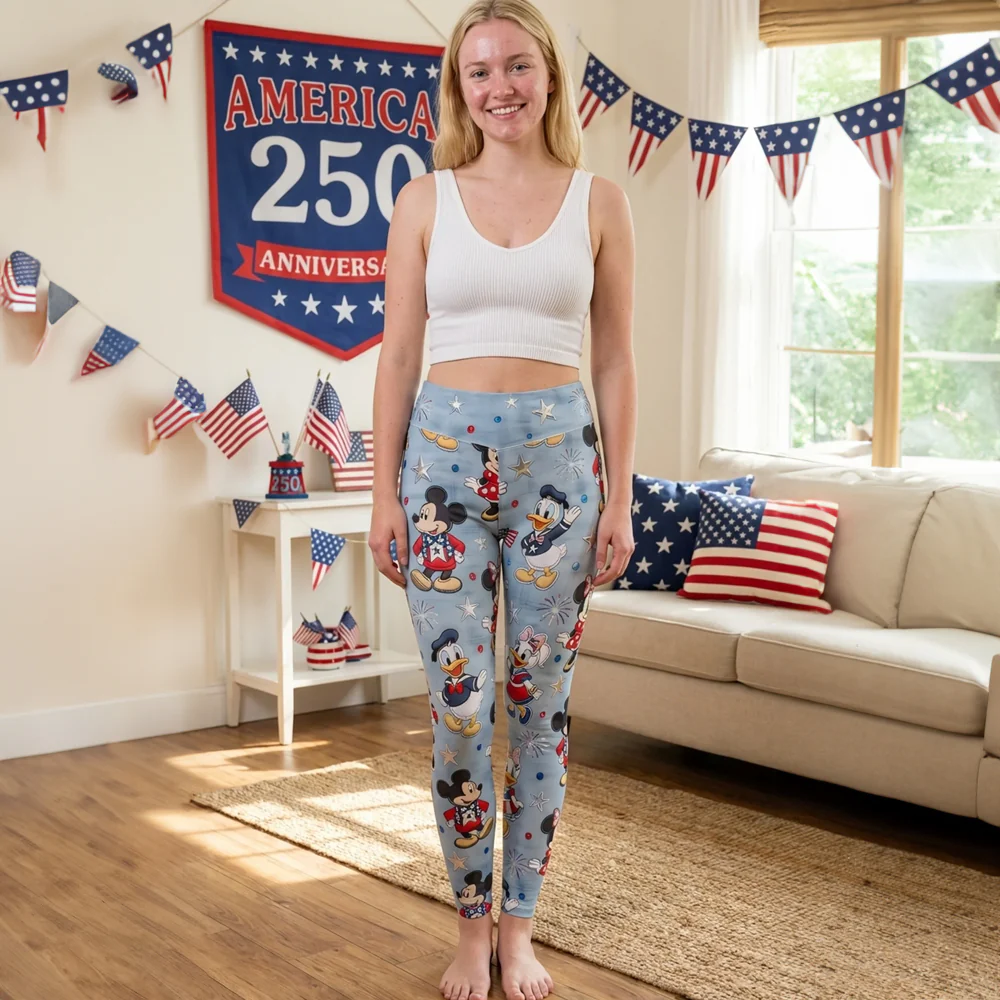 MkMo Magic Mouse Clelebrate America's 250th Anniversary - Personalized Leggings - Gift For Her, Patriots, Movie Fans NL122 - Image 4