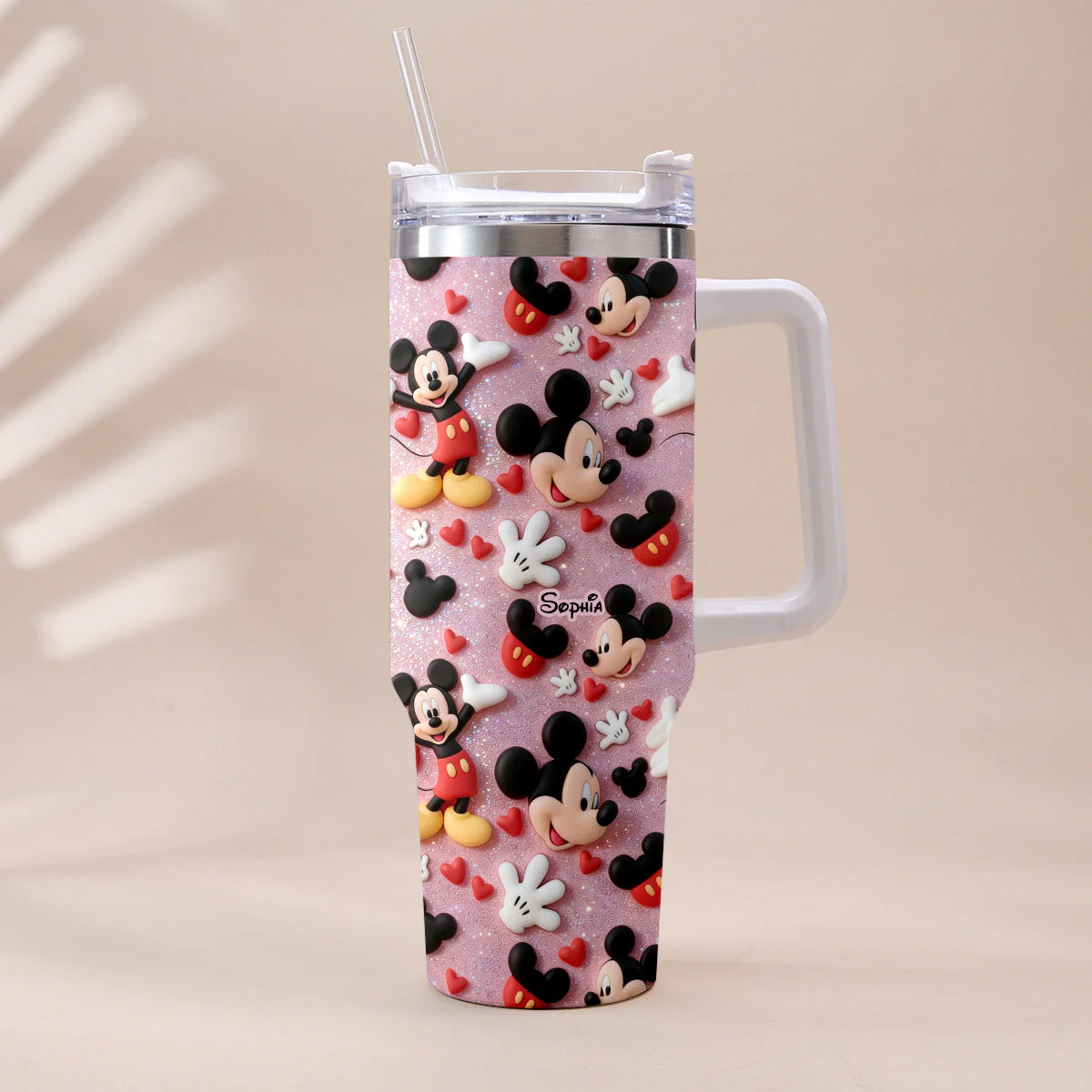MkMo Magic Mouse Cute Character - Personalized Tumbler With Handle - Gift For Movie Fans - Image 2