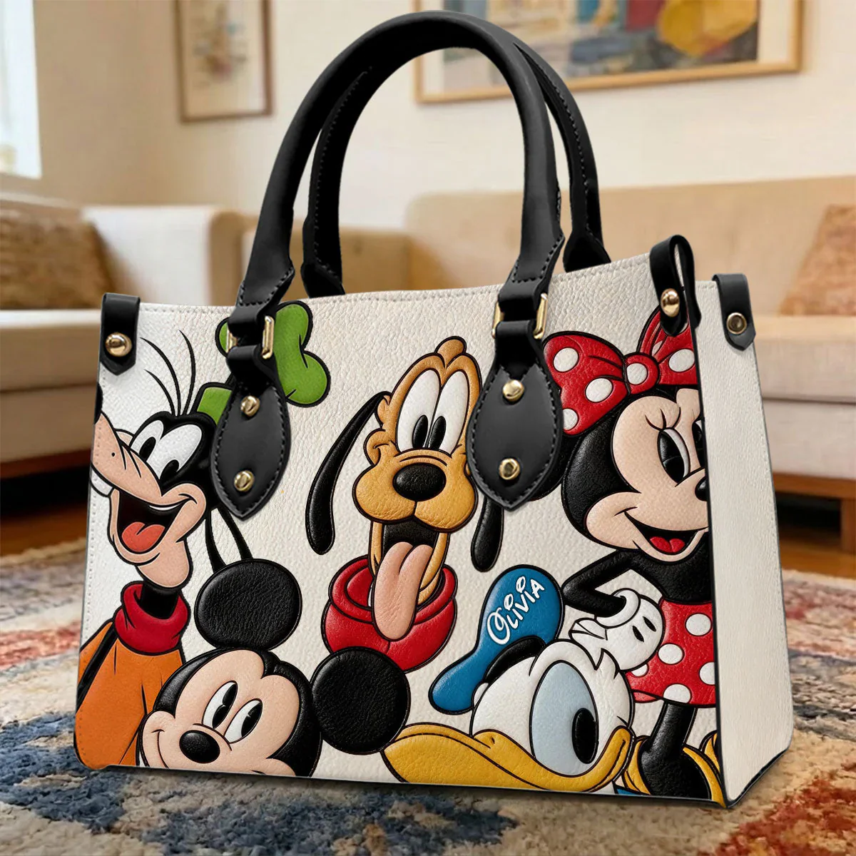MkMo Magic Mouse Friends - Personalized Leather Bag - Gift For Her, Movie Fans