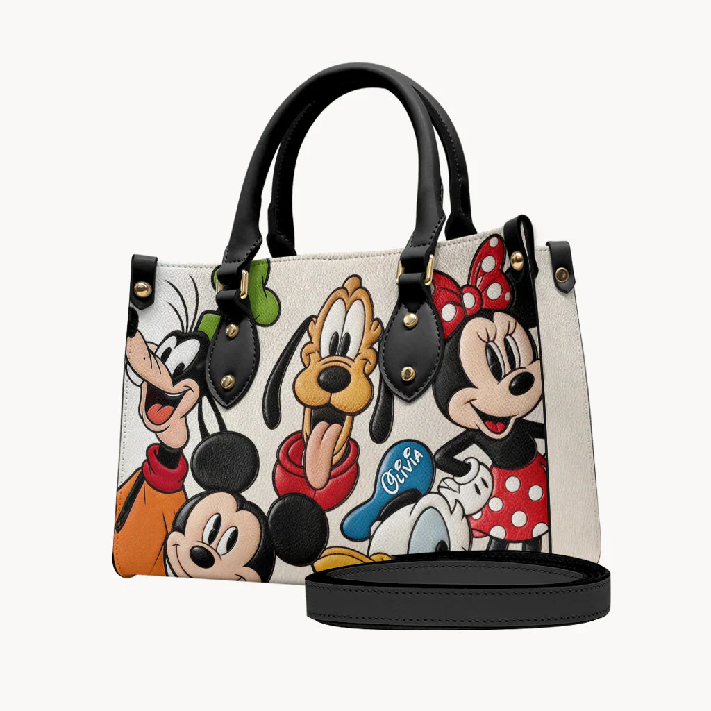 MkMo Magic Mouse Friends - Personalized Leather Bag - Gift For Her, Movie Fans - Image 2