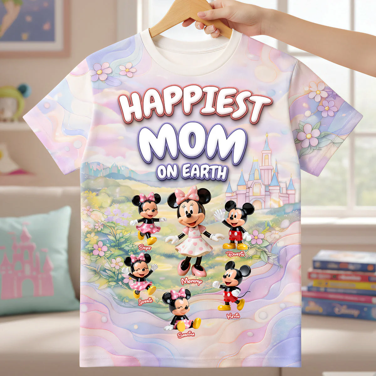 MkMo Magic Mouse Happiest Mom On Earth - Personalized All Over Shirt - Gift For Mom, Mother's Day, Fan Movies