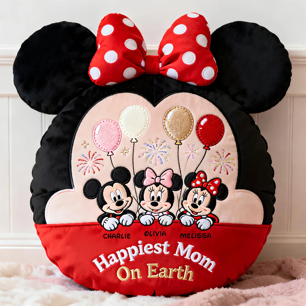 MkMo Magic Mouse Happiest Mom On Earth - Personalized Custom Shaped Pillow - Gift For Mom NL122 - Image 2