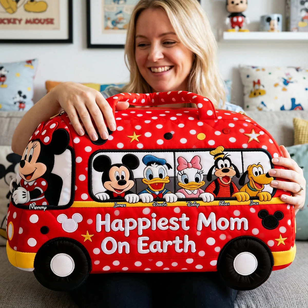 MkMo Magic Mouse Happiest Mom On Earth - Personalized Quilt Duffle Bag - Gift For Mom - Image 2