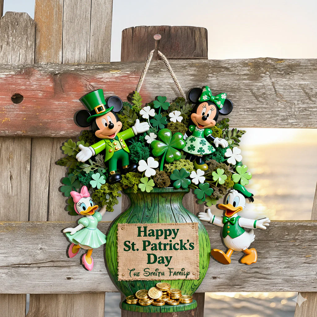 MkMo Magic Mouse Happy St. Patrick's Day - Personalized Wood Sign - Gift For Family, Fan Movies HH01 - Image 2