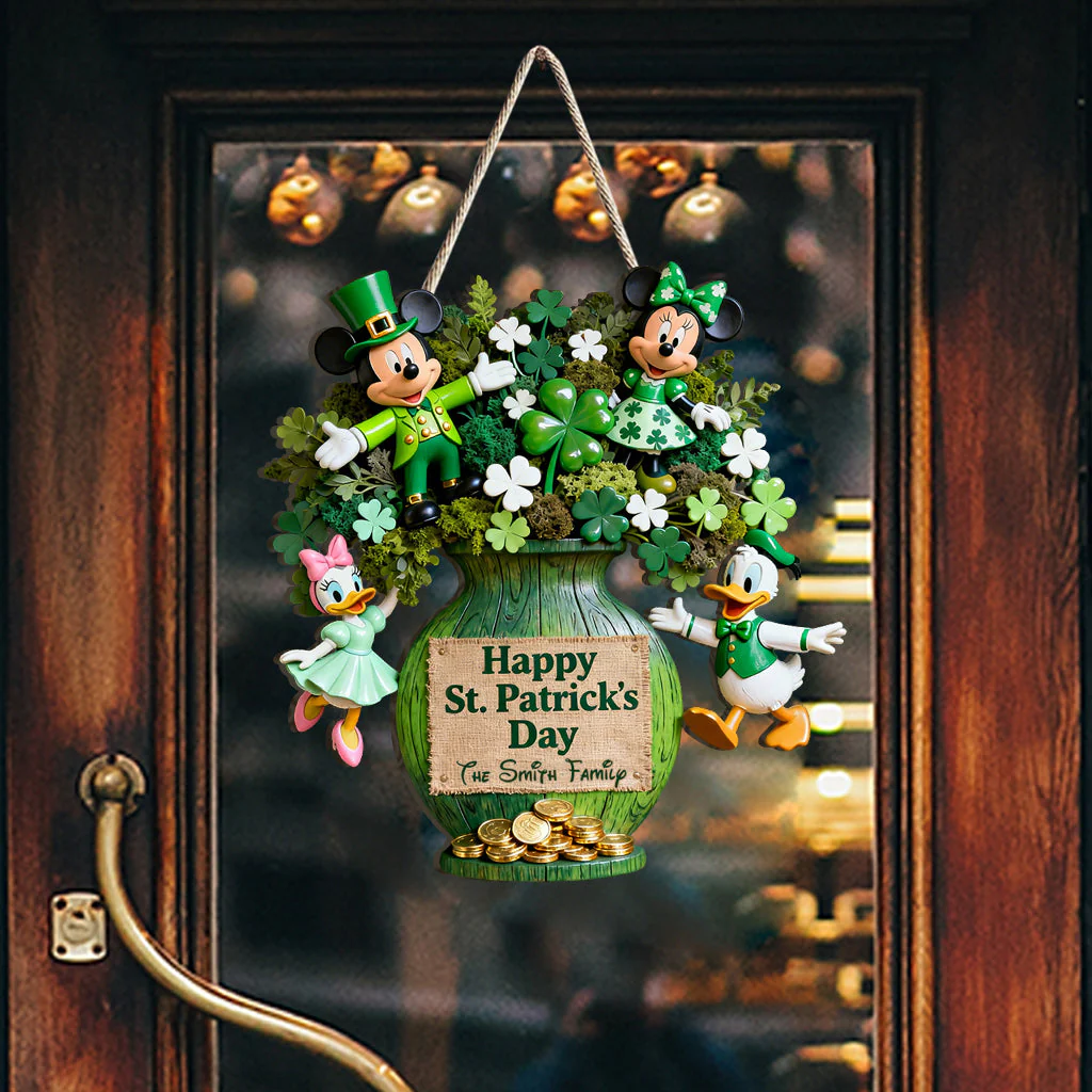 MkMo Magic Mouse Happy St. Patrick's Day - Personalized Wood Sign - Gift For Family, Fan Movies HH01 - Image 3