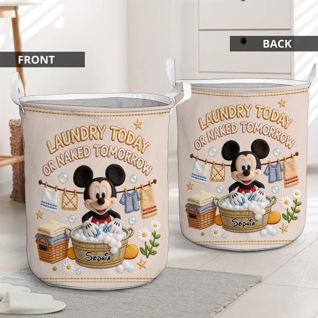 MkMo Magic Mouse Laundry Today - Personalized Storage Basket - Gift For Laundry Lovers - Image 2