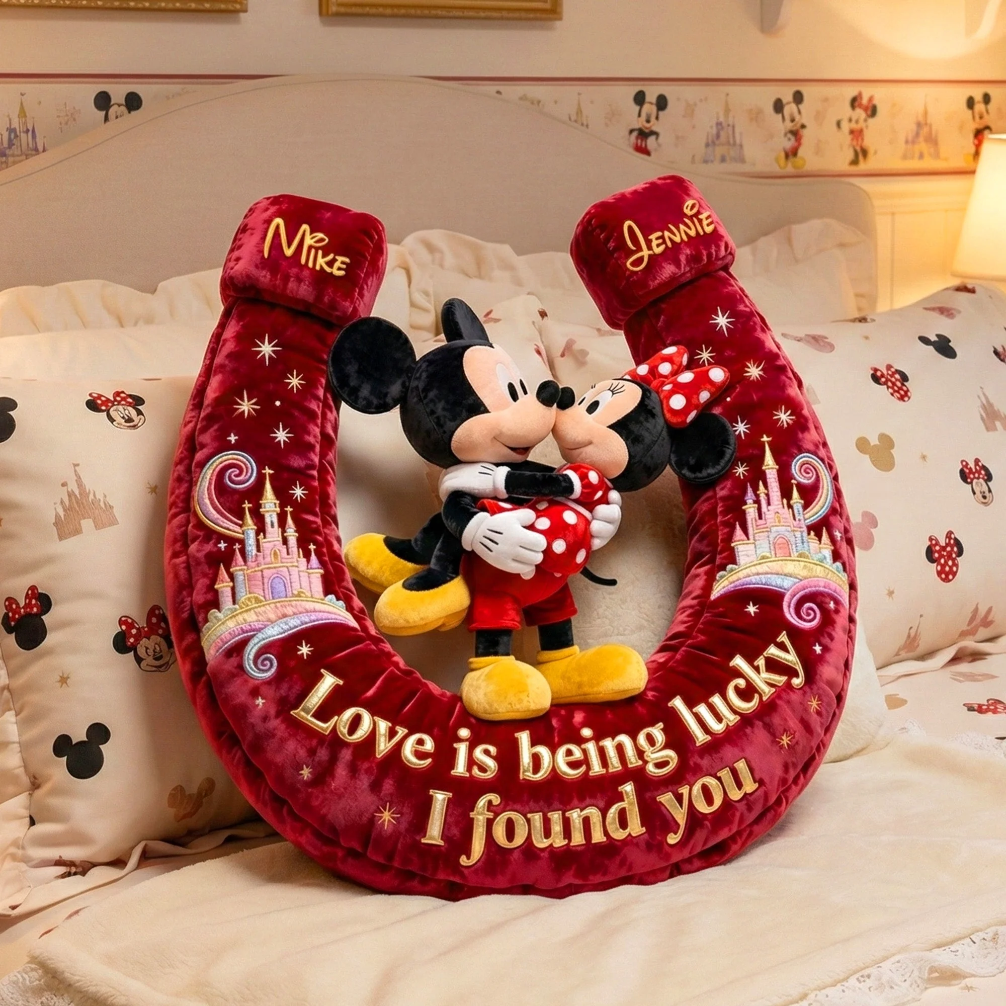 MkMo Magic Mouse Love Is Being Lucky - Personalized Custom Shaped Pillow - Gift For Movie Fans, Couples NL122 - Image 2