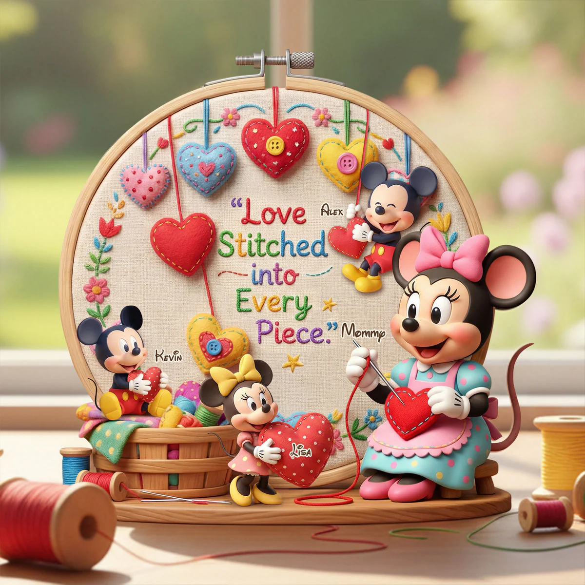 MkMo Magic Mouse Love Stitched Into Every Place - Personalized Custom Shaped Acrylic Plaque - Gift For Mom, Grandma NL122