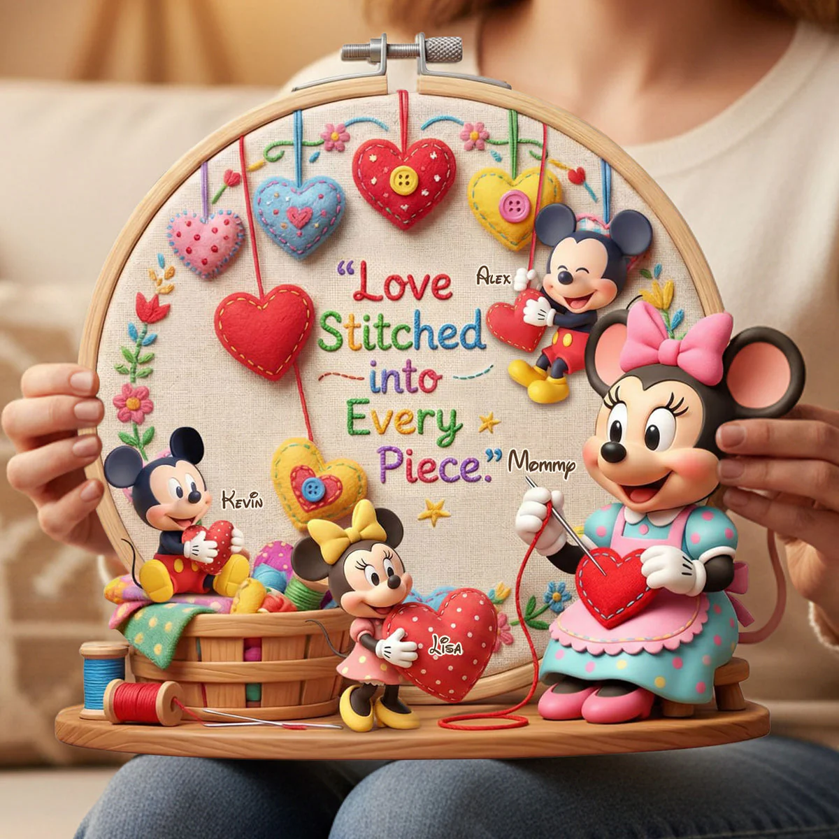 MkMo Magic Mouse Love Stitched Into Every Place - Personalized Custom Shaped Acrylic Plaque - Gift For Mom, Grandma NL122 - Image 2