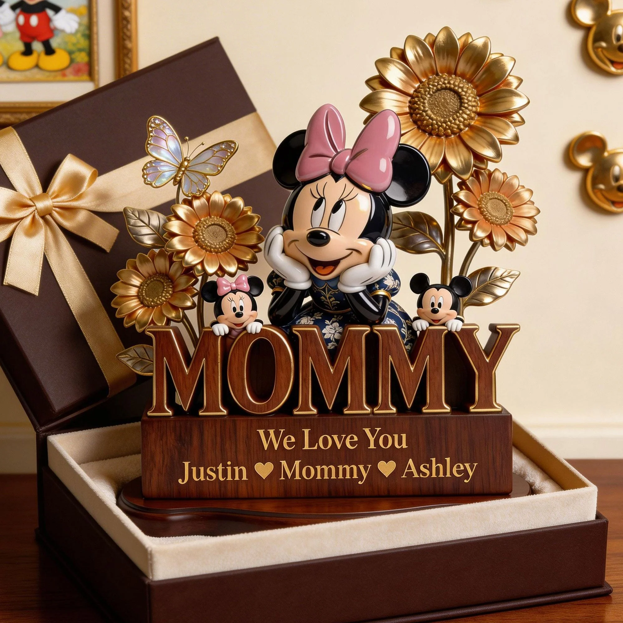 MkMo Magic Mouse Mommy We Love You - Personalized Acrylic Plaque - Gift For Mom, Movie Fans NL122