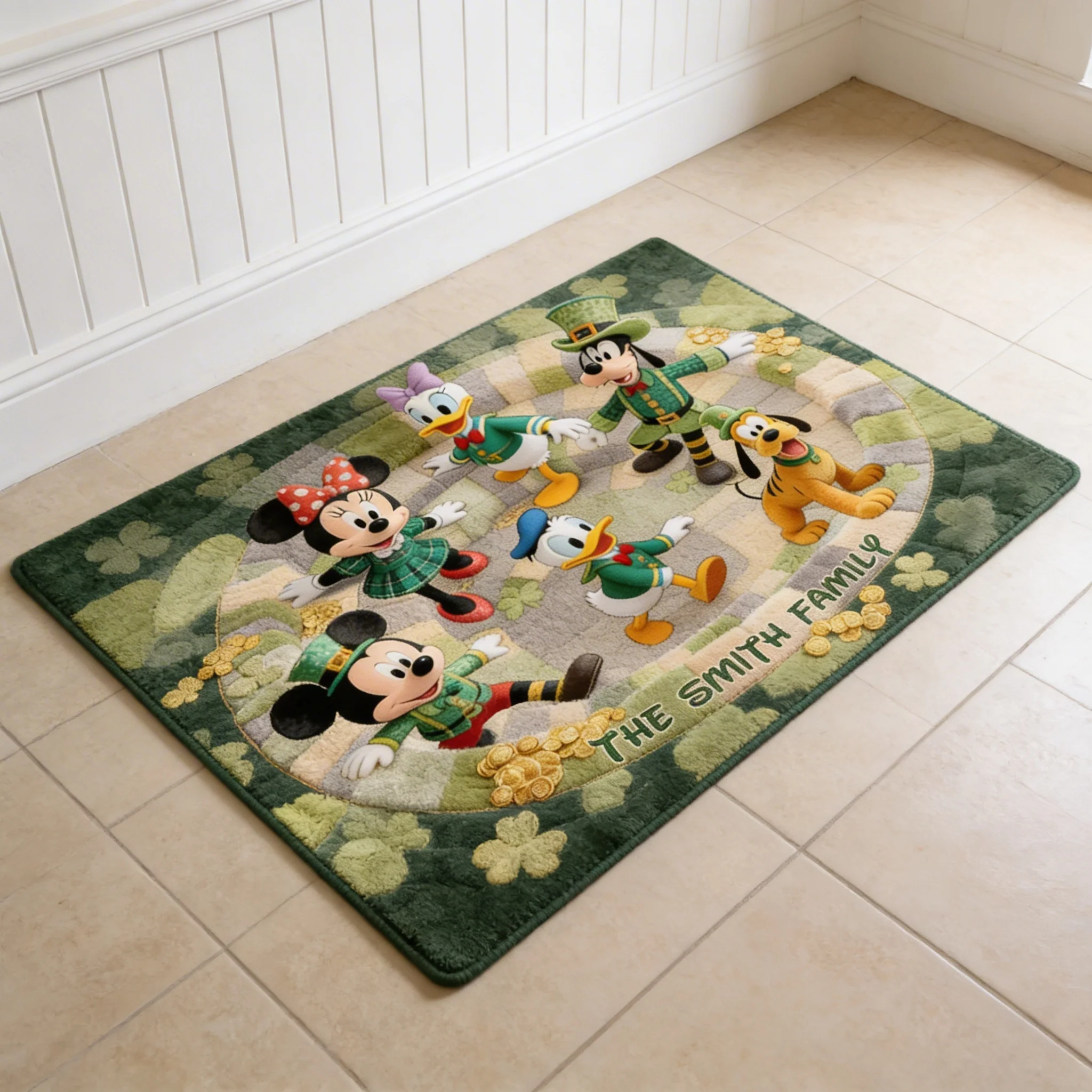 MkMo Magic Mouse The Lucky Family Celebration - Personalized Doormat - Gift For Family, Movie Fans, St. Patrick's Day NL122 - Image 3