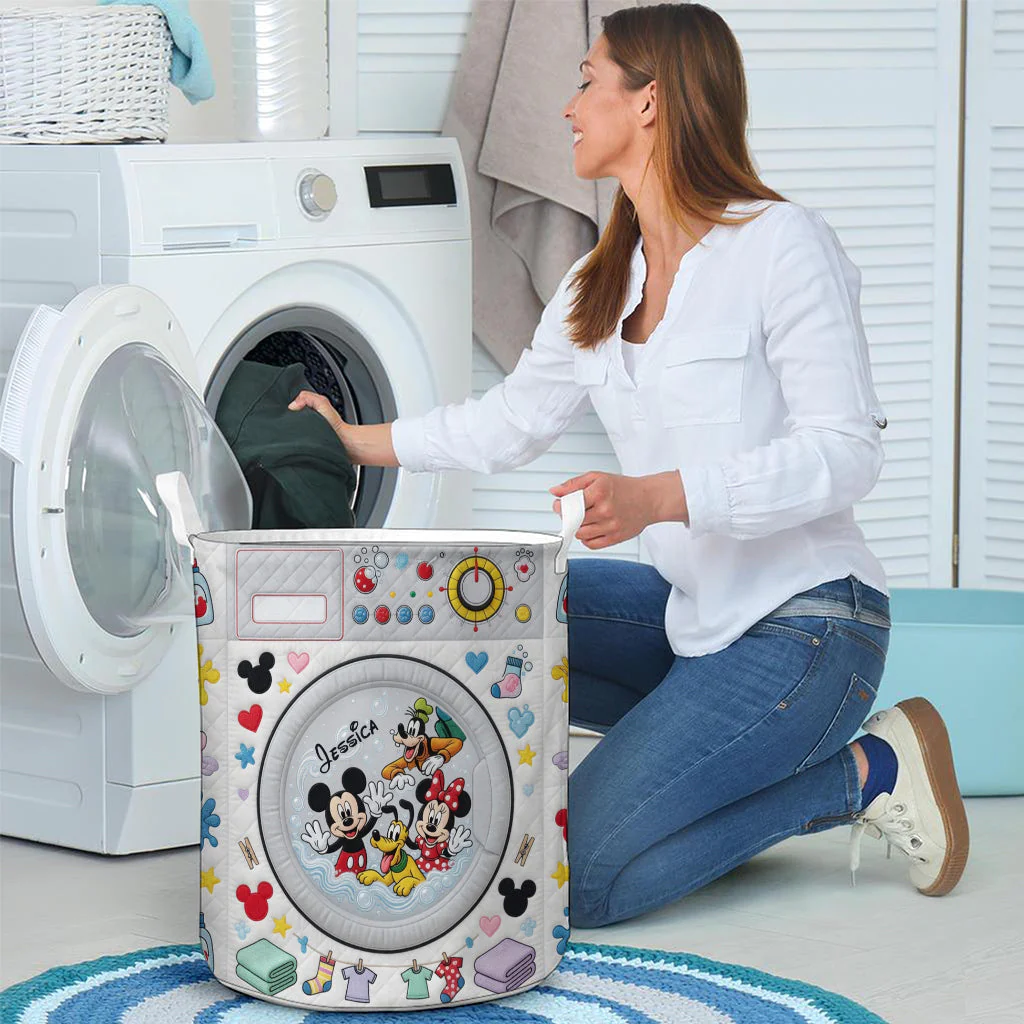 MkMo Magic Mouse Washing Machine - Personalized Quilted Laundry Basket - Gift For Laundry Lovers, Family - Image 6