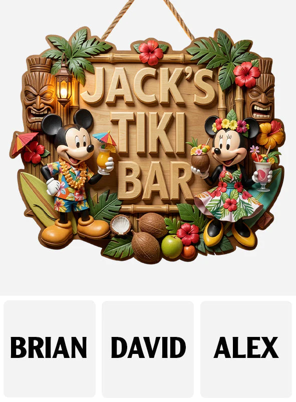 MkMo Magic Mouse Welcome To The Bar - Personalized Custom Shaped Wood Sign - Gift For Tiki Bar Owners - Image 4