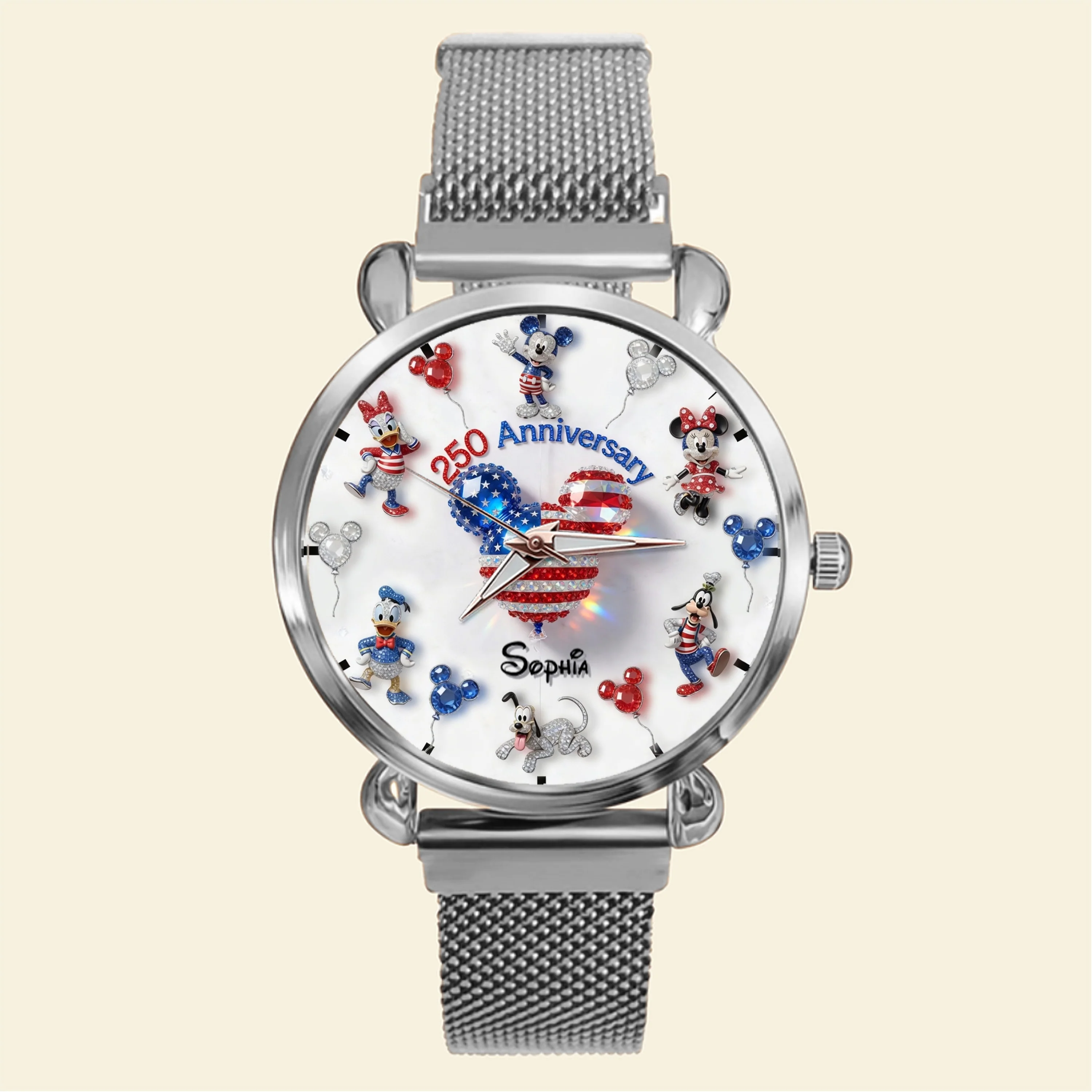 MkMo Magic Mouse With Friends Celebrate 250 Years Of America - Personalized Hand Watch - Gift For Fan Movies HH01 - Image 3
