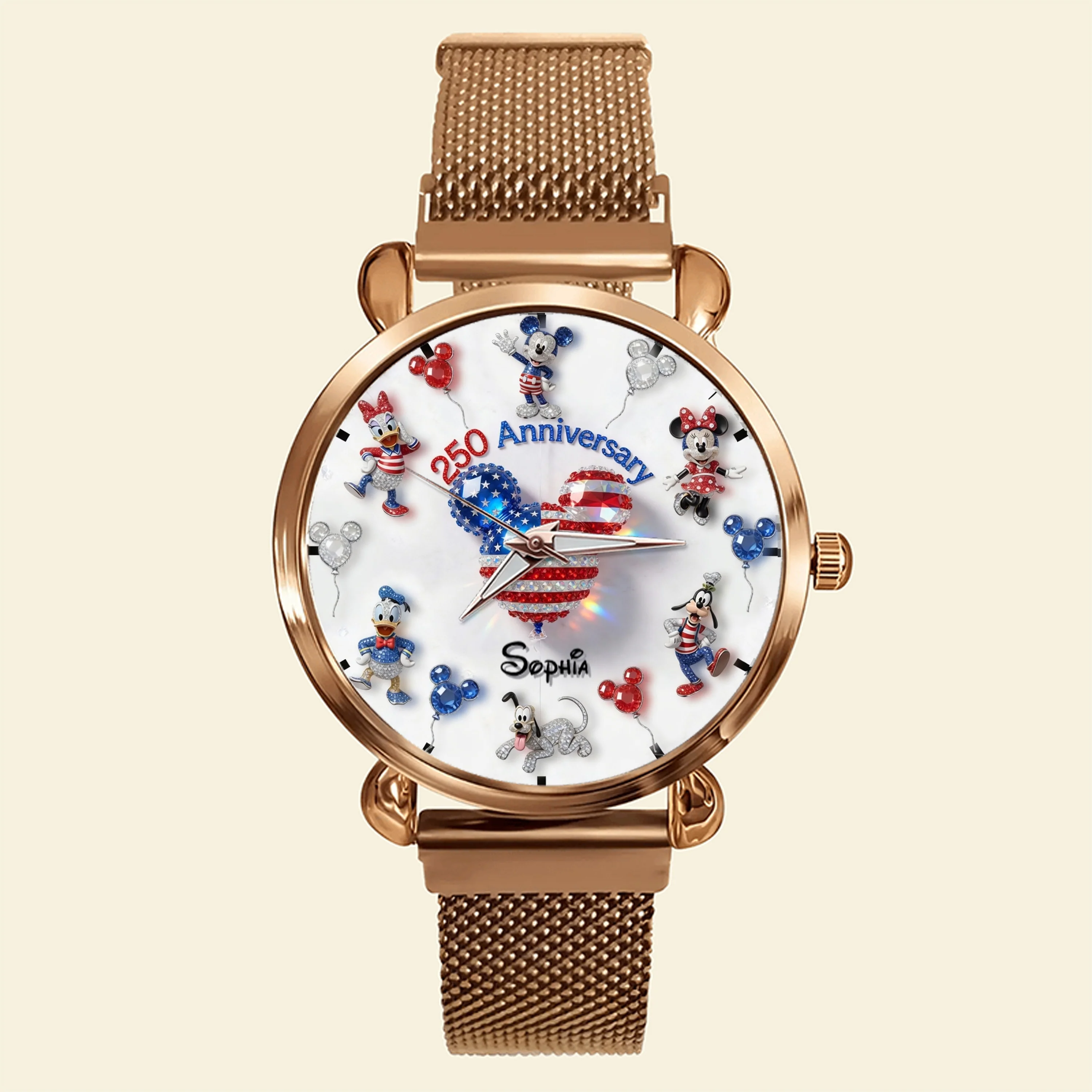 MkMo Magic Mouse With Friends Celebrate 250 Years Of America - Personalized Hand Watch - Gift For Fan Movies HH01 - Image 4