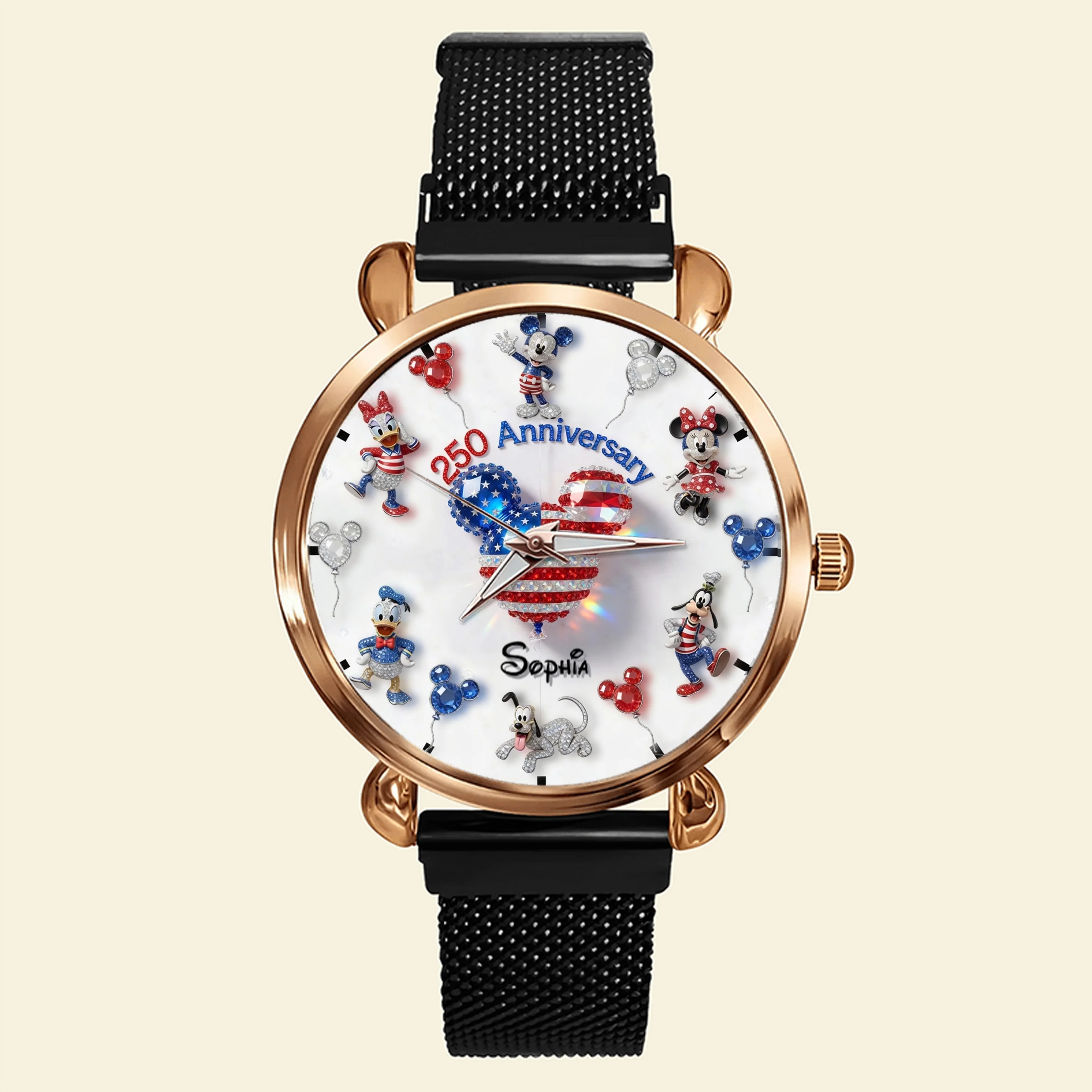 MkMo Magic Mouse With Friends Celebrate 250 Years Of America - Personalized Hand Watch - Gift For Fan Movies HH01 - Image 5