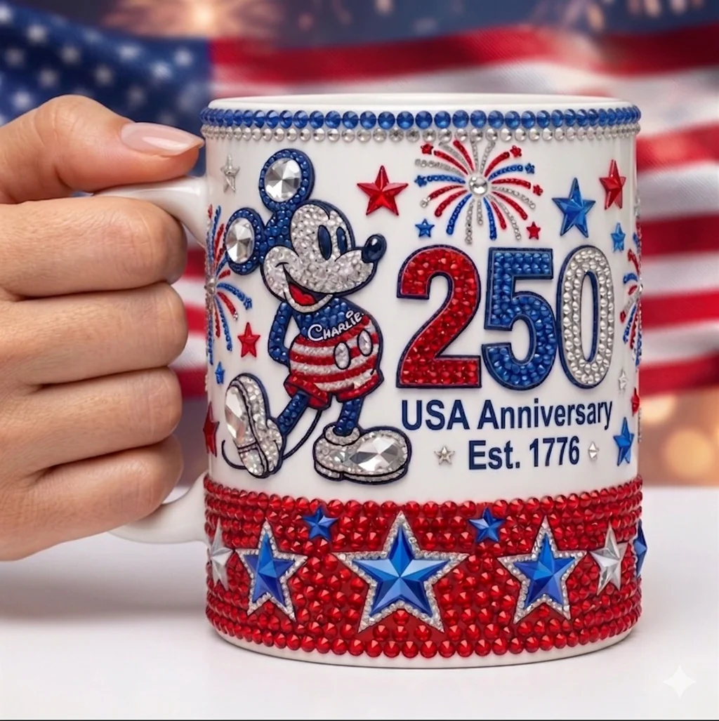 MkMo Magical Mouse & Friends Celebrate 250 Anniversary - Personalized Edge To Edge Mug - Gift For Movie Fans, Patriots - Image 2
