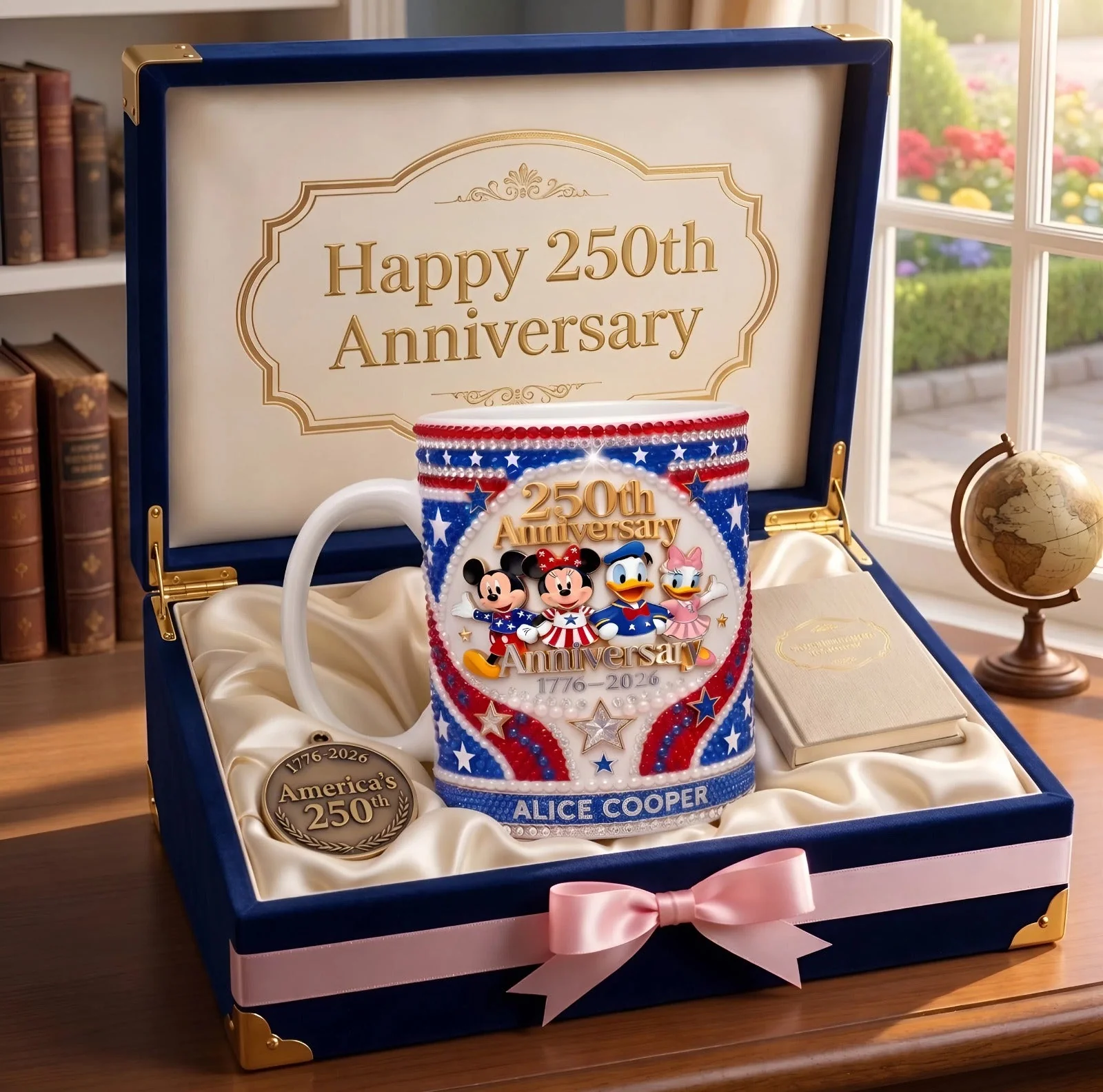 MkMo Magical Mouse & Funny Friends Celebrate 250th Anniversary -  Personalized Edge To Edge Mug - Gift For Movie Fans, Patriots - Image 3