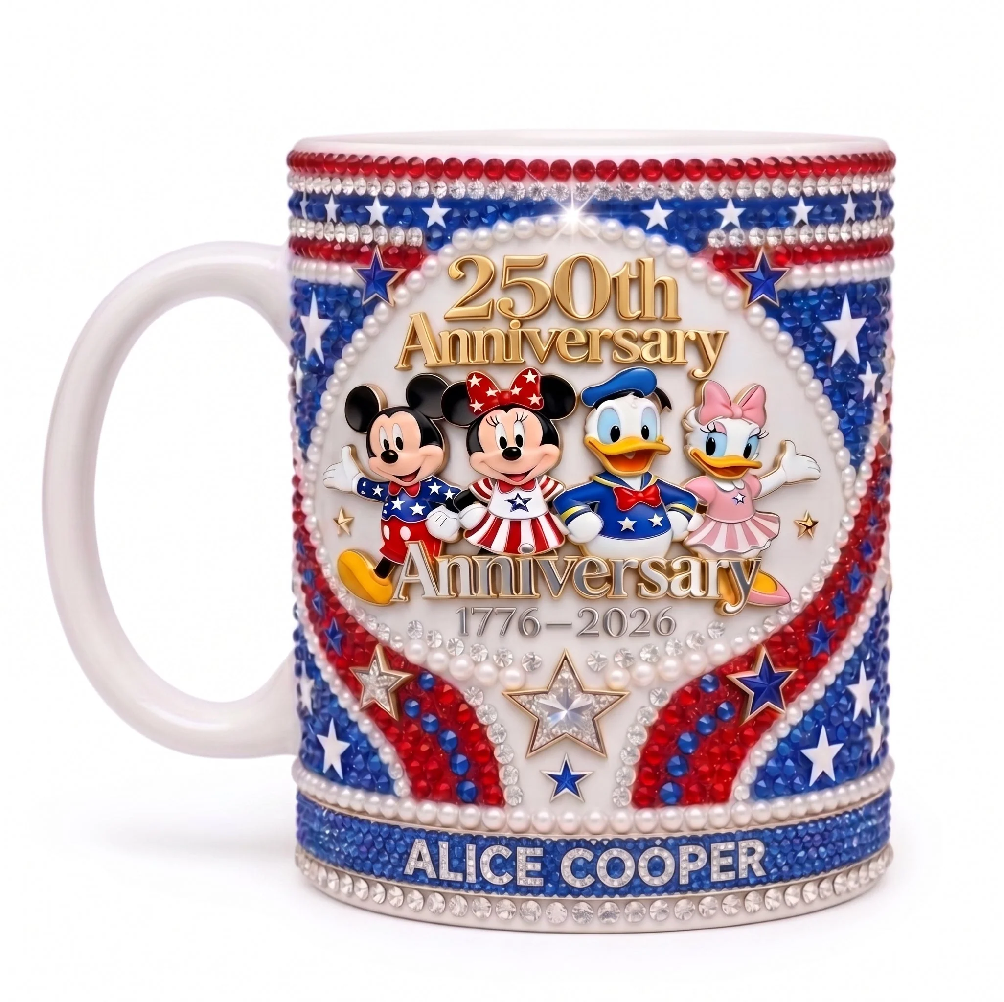 MkMo Magical Mouse & Funny Friends Celebrate 250th Anniversary -  Personalized Edge To Edge Mug - Gift For Movie Fans, Patriots - Image 4