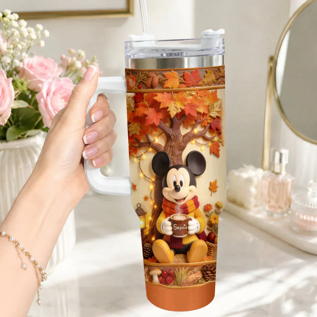 MkMo The Most Beautiful Time Of The Year With Magic Mouse - Fall Vibes - Personalized Tumbler - Image 2