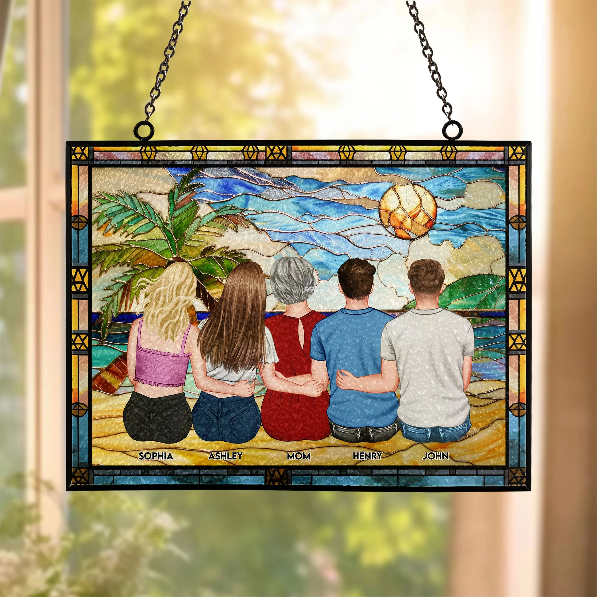 Mom And Her Children - Personalized Window Hanging Window Hanging Suncatcher Ornament  - Gift For Mom, Grandma, Mother's Day | GR24 NA94
