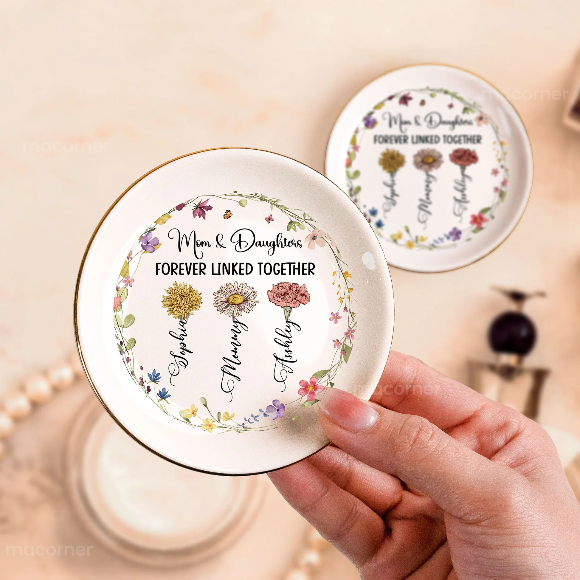 Mom & Daughter Forever Linked Together - Personalized Jewelry Dish - Gift For Mom, Mothers Day - CL47 NA94 - Image 2