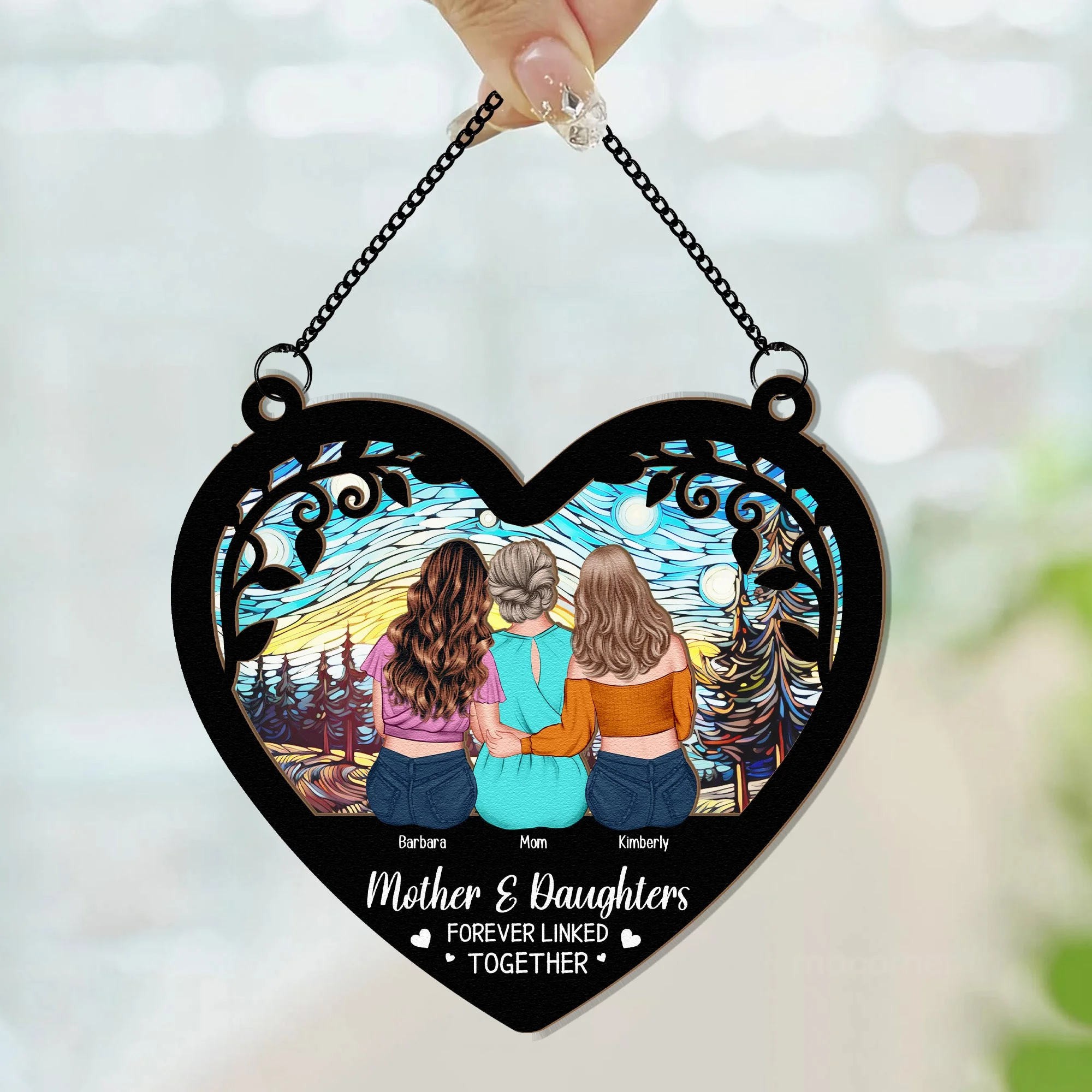 Mom Forever Linked Together  - Personalized Window Hanging Window Hanging Suncatcher Ornament  - Gift For Mom, Grandma, Mother's Day | GR24 NA94 - Image 2
