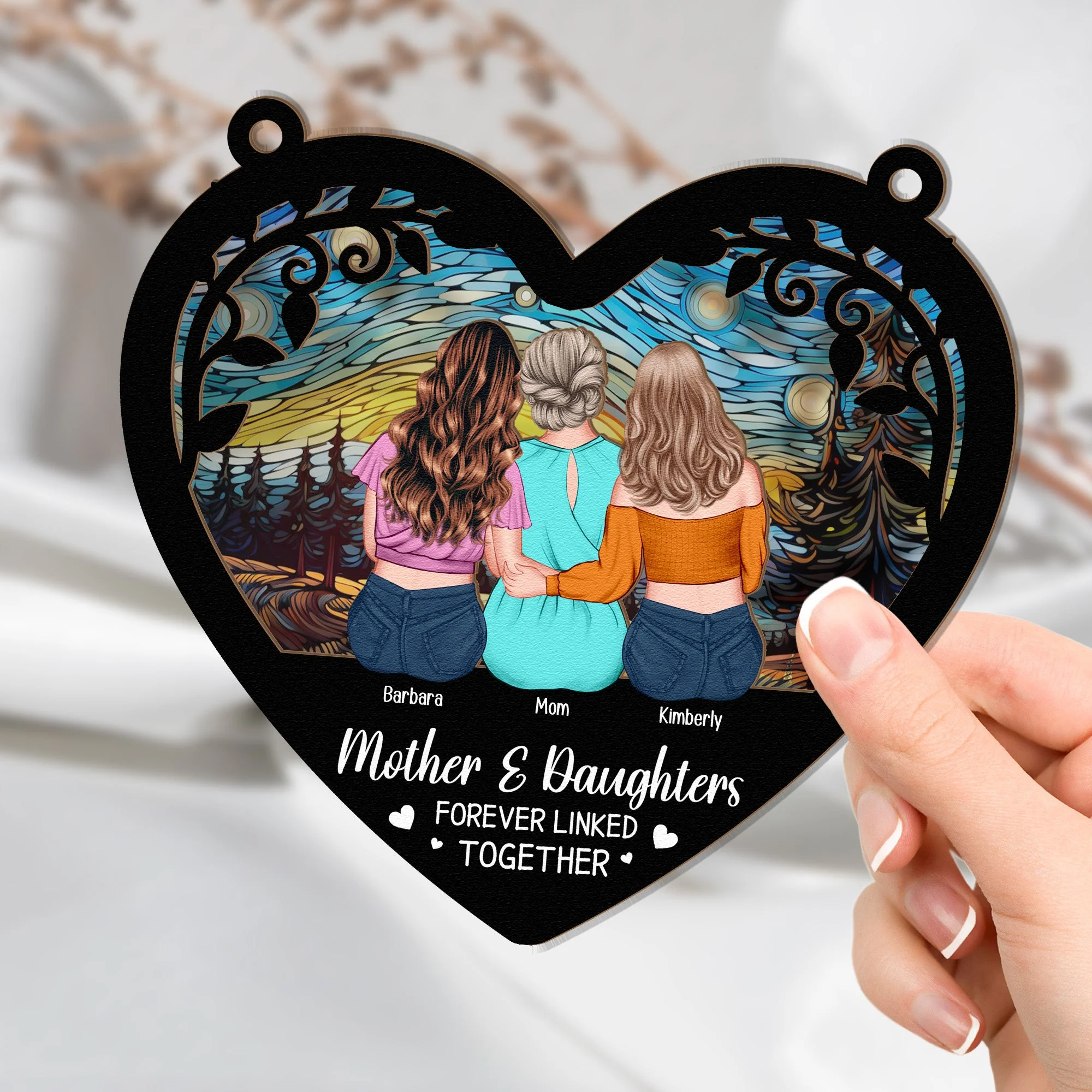 Mom Forever Linked Together  - Personalized Window Hanging Window Hanging Suncatcher Ornament  - Gift For Mom, Grandma, Mother's Day | GR24 NA94 - Image 3