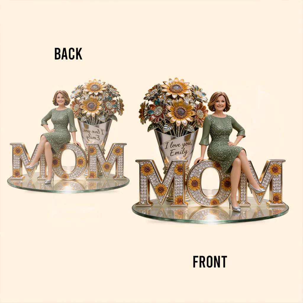Mom I Love You With Flower - Personalized Shape Acrylic Plaque - Gift For Mom, Grandma - Image 5