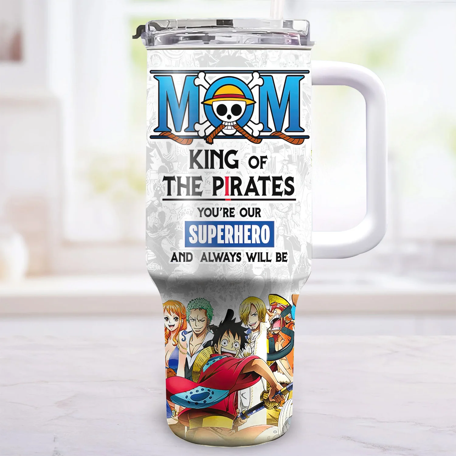 Mom King Of The Pirates And Our Super Hero - Personalized 40oz Tumbler Cup With Straw - Gift For Mom, Mother's Day | CL11.ver2 NA94 - Image 2
